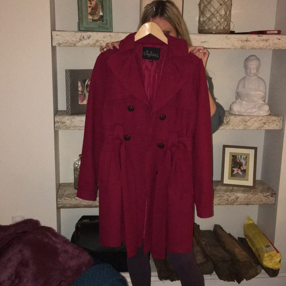 red sashimi coat